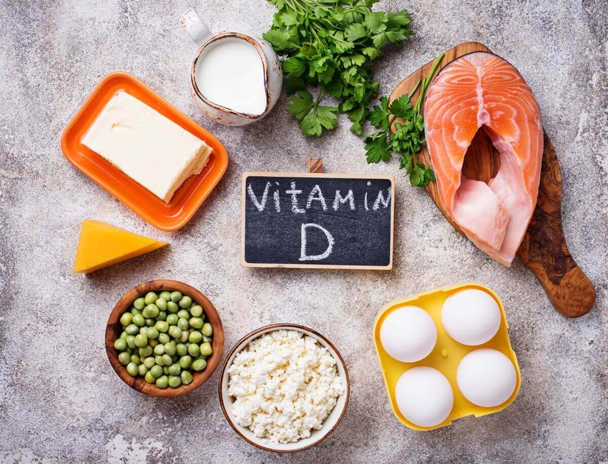 Produkty bogate w witaminę D (tłuste ryby, jajka, ser i mleko)